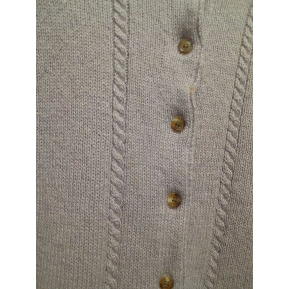Vtg Gallagher Womens Shetland Wool Cable Knit Soft Size XL Cardigan Lavender - Picture 4 of 8